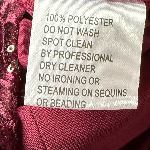 Mac Duggal Long Sleeve Ruched Sequined V-Neck Gown Garnet Women’s Sz 6 NWT - Picture 8 of 9